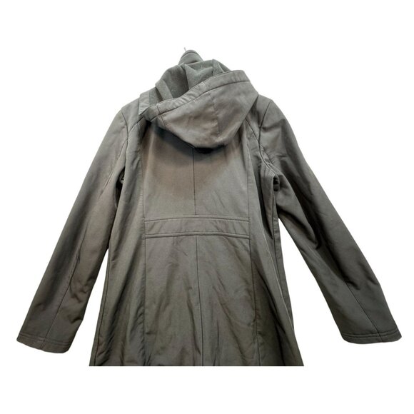 St. Johns Bay Womens Hooded Coat Button & Zipper Closure Medium Black Polyester - Picture 12 of 13